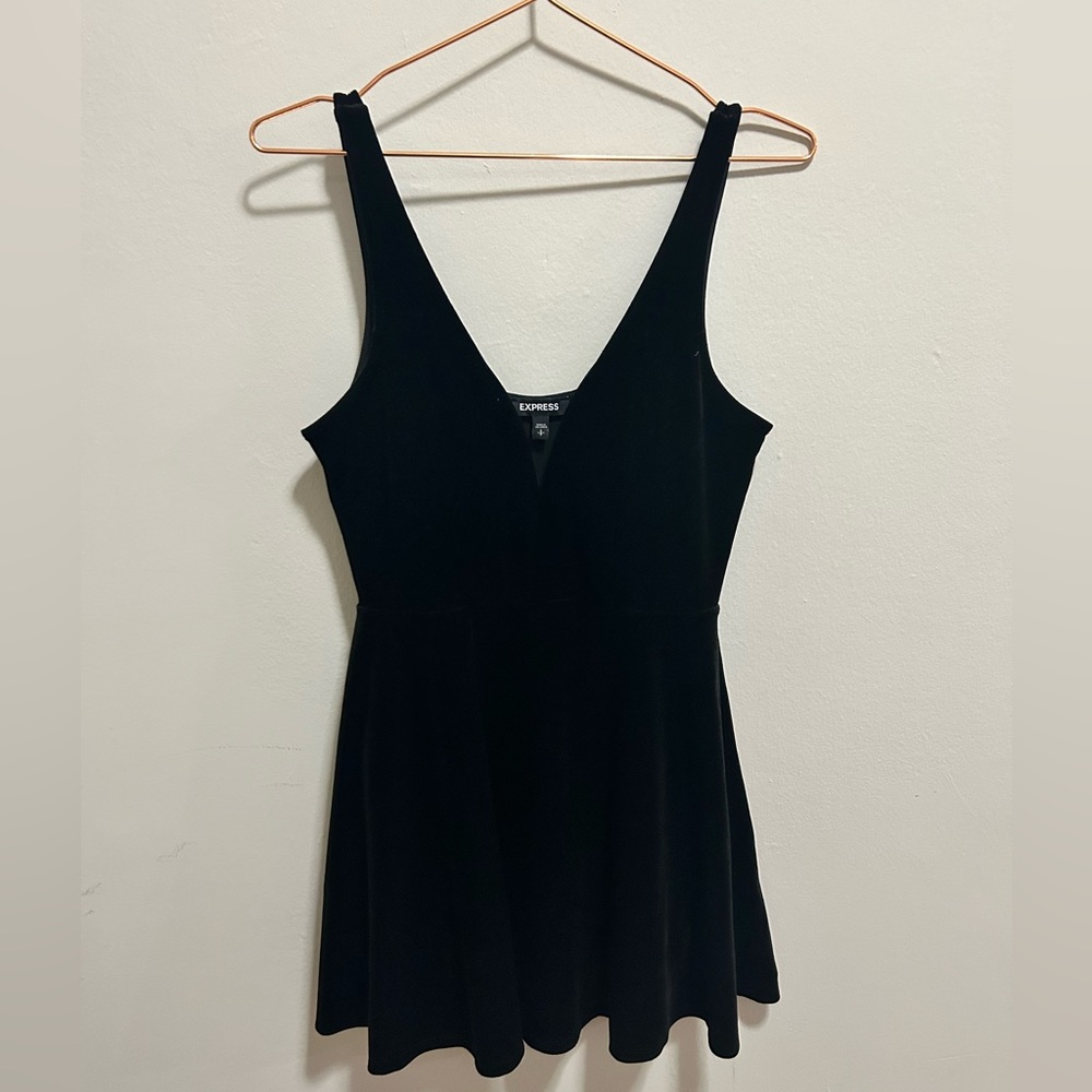 Express Black Velvet Fit and Flare ROMPER